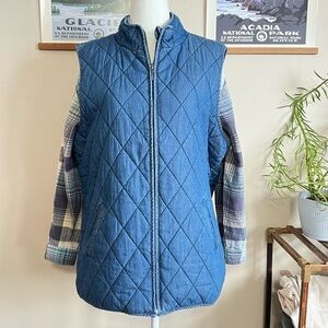 Coldwater Creek Quilted Chambray Vest